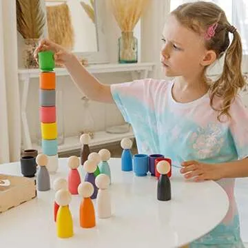 Ulanik Large Peg Dolls for Learning Colors and Sorting