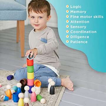 Ulanik Large Peg Dolls for Learning Colors and Sorting