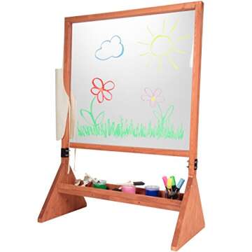 Double Sided Giant Indoor/Outdoor Plexiglass Art Easel (21 x 36 x 51 in) - Easy to Clean, Kids Draw or Paint On Both Sides, Fun Arts & Crafts Activity Center for Boys Girls- an Easy to Assemble Gift