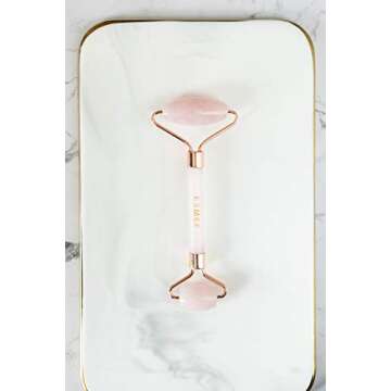 Esmee Beauty and Lifestyle Jade Roller and Gua Sha Facial Tool Set – Anti Aging Face Massager Supports Lymphatic Drainage and Reduces Eye Puffiness and Under-Eye Circles