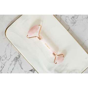 Esmee Beauty and Lifestyle Jade Roller and Gua Sha Facial Tool Set – Anti Aging Face Massager Supports Lymphatic Drainage and Reduces Eye Puffiness and Under-Eye Circles