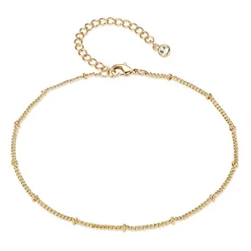 14K Gold Plated Boho Anklet - Elegant Double Layered Beaded Foot Chain