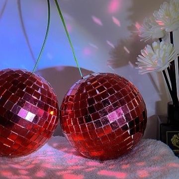 Handmade Cherry Disco Ball Mirror Glass Party Decor