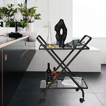Stylish Jubao Bar Cart with Glass Shelves for Home Use