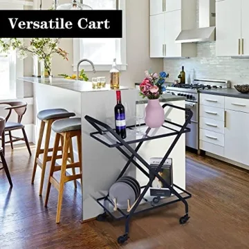 Stylish Jubao Bar Cart with Glass Shelves for Home Use