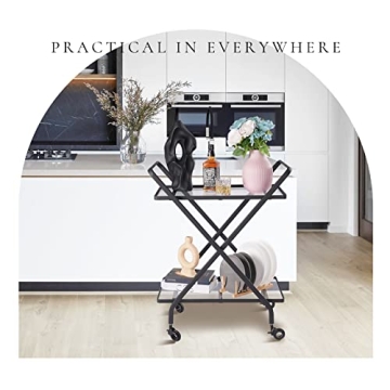 Stylish Jubao Bar Cart with Glass Shelves for Home Use