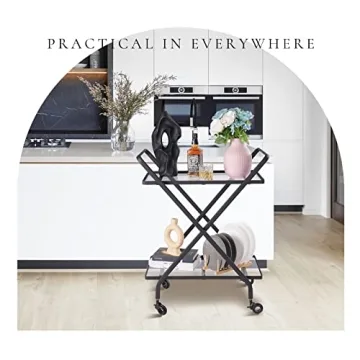 Stylish Jubao Bar Cart with Glass Shelves for Home Use