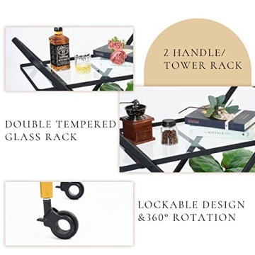 Stylish Jubao Bar Cart with Glass Shelves for Home Use