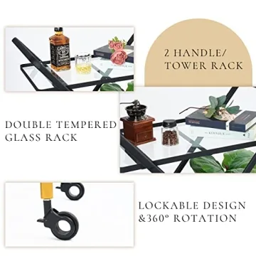 Stylish Jubao Bar Cart with Glass Shelves for Home Use