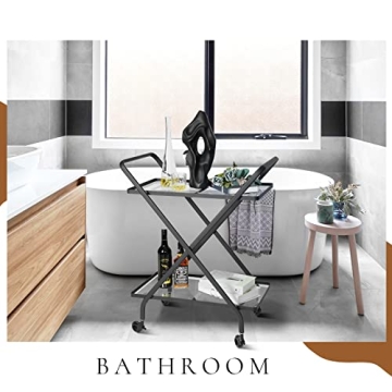 Stylish Jubao Bar Cart with Glass Shelves for Home Use