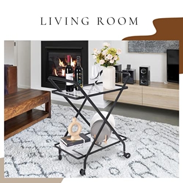 Stylish Jubao Bar Cart with Glass Shelves for Home Use