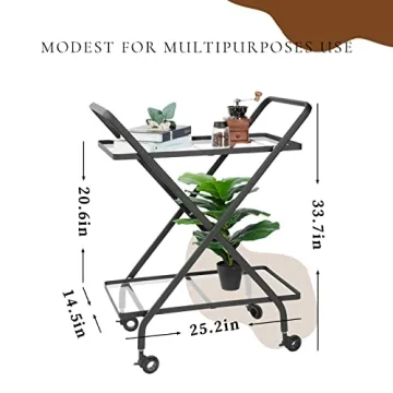 Stylish Jubao Bar Cart with Glass Shelves for Home Use