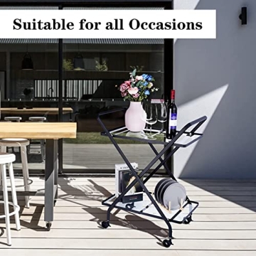 Stylish Jubao Bar Cart with Glass Shelves for Home Use