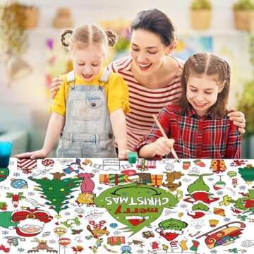Qibote Christmas Crafts for Kids, 31 x 72 Inches Jumbo Christmas Coloring Poster/Tablecloth, Drawing Paper Christmas Activities Gifts for Kids, Merry Xmas Party Decorations Indoor