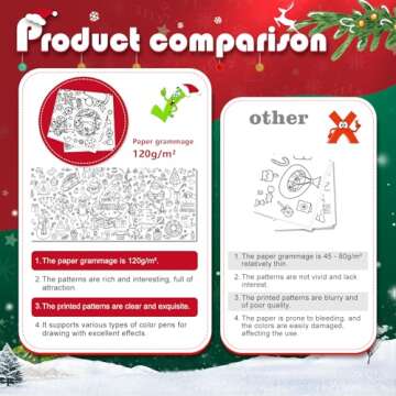 Qibote Christmas Crafts for Kids, 31 x 72 Inches Jumbo Christmas Coloring Poster/Tablecloth, Drawing Paper Christmas Activities Gifts for Kids, Merry Xmas Party Decorations Indoor