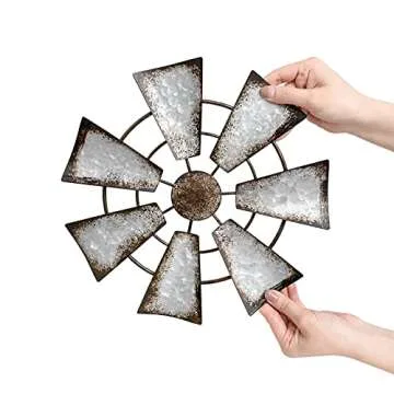 Mkono Rustic Home Sign with Metal Windmill Decoration