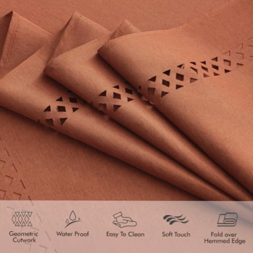 MIULEE Burnt Orange Rectangle Linen Polyester Fall Thanksgiving Tablecloth with Decorative Cutouts Waterproof Stain Resistant Table Cloth 52x70 inch Farmhouse Style for Dining Wedding Party