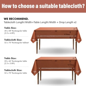 MIULEE Burnt Orange Rectangle Linen Polyester Fall Thanksgiving Tablecloth with Decorative Cutouts Waterproof Stain Resistant Table Cloth 52x70 inch Farmhouse Style for Dining Wedding Party