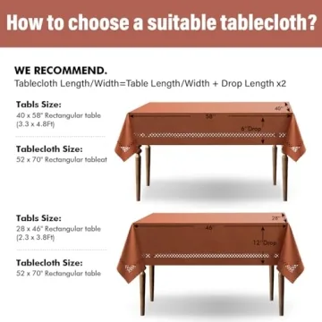 MIULEE Burnt Orange Rectangle Linen Polyester Fall Thanksgiving Tablecloth with Decorative Cutouts Waterproof Stain Resistant Table Cloth 52x70 inch Farmhouse Style for Dining Wedding Party