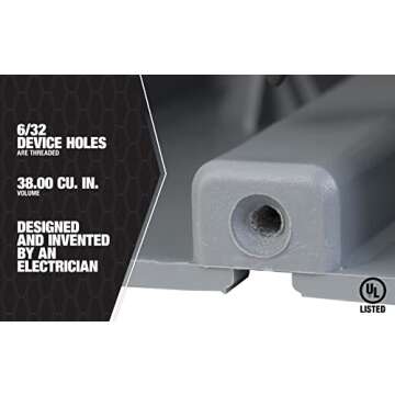 Southwire MSB2G Two Device Adjustable Depth, Heavy Duty 42lb. Mounting Screws Included 2-Gang PVC Electrical Box, Gray