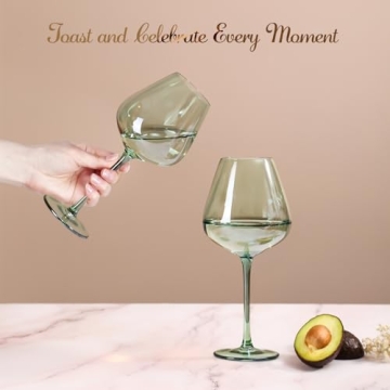 Elegant Physkoa Sage Green Wine Glasses Set of 6