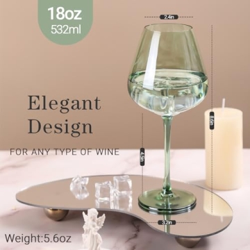 Elegant Physkoa Sage Green Wine Glasses Set of 6