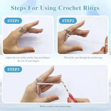 LIQALU Crochet Rings for Finger Crocheting Adjustable Crochet Tension Ring for Finger Crochet Finger Guard Ring Knitting Yarn Tension Ring for Women (9)
