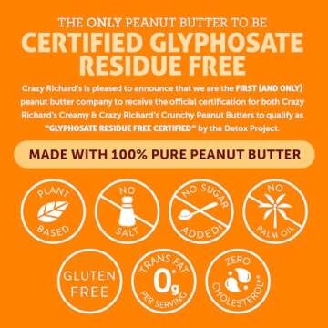 Crazy Richard's 100% All-Natural Vegan Creamy & Crunchy Peanuty Butter with No Added Sugar and Non-GMO Variety Pack (16 Ounce, Pack of 2)