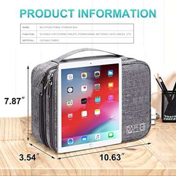 Electronic Organizer Travel Case, CILLA Charger Organizer Cable Organizer Bag Cord Organizer Double Layers Electronics Travel Organizer for Chargers, Cords, Power Bank, Adapter, Mouse, Tablet, Phone