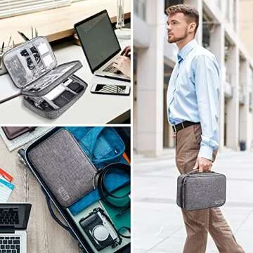 Electronic Organizer Travel Case, CILLA Charger Organizer Cable Organizer Bag Cord Organizer Double Layers Electronics Travel Organizer for Chargers, Cords, Power Bank, Adapter, Mouse, Tablet, Phone