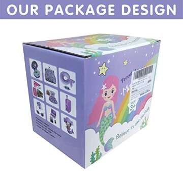 Srua Don 18 Inch Doll Suitcase Travel Luggage Play Set, 18" Doll Mermaid Theme Travel Carrier Storage Accessories for 18inch Doll, Include Case Doll Clothes Hat Sunglasses Camera Pillow Toy Pet, etc