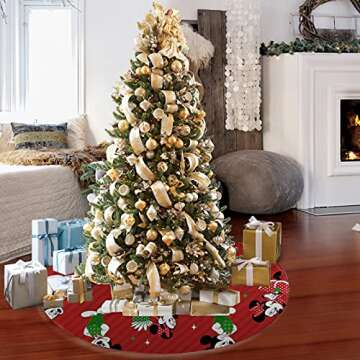 Mickey and Minnie Christmas Tree Skirt - Festive 36 Inch Decor