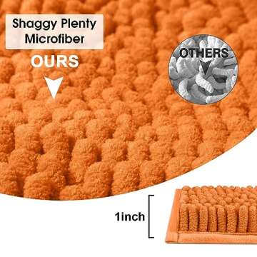 BYSURE Orange Bathroom Rugs Sets 3 Piece Non Slip Extra Absorbent Plush Chenille Soft Washable Bath Mats
