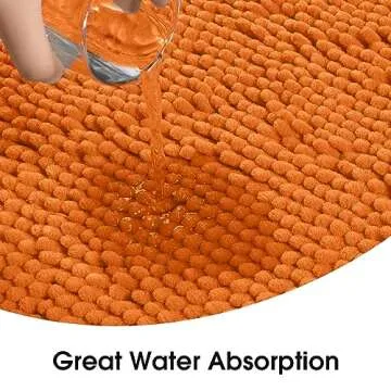 BYSURE Orange Bathroom Rugs Sets 3 Piece Non Slip Extra Absorbent Plush Chenille Soft Washable Bath Mats