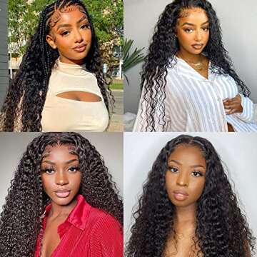Ibntohat 13x6 HD Deep Wave Lace Front Wigs Human Hair Wig for Women 180% Density Glueless Frontal Curly Human Hair Wigs Pre-Plucked With Baby Hair Natural Color (20 Inch)