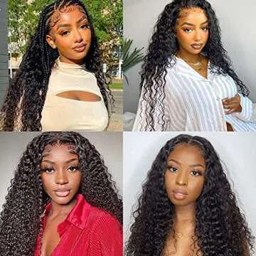 Ibntohat 13x6 HD Deep Wave Lace Front Wigs Human Hair Wig for Women 180% Density Glueless Frontal Curly Human Hair Wigs Pre-Plucked With Baby Hair Natural Color (20 Inch)