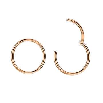 FANSING Nose Hoop 2 Pieces Surgical Steel Nose Rings for Women and Men - Hinged Septum Jewelry, Cart...