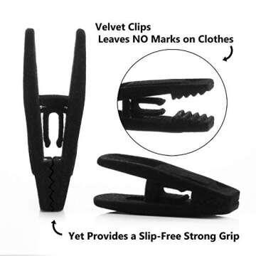 Closet Accessories, Velvet Hanger Clips, 20 Pack Hanger Clips for Velvet Hangers, Durable Material Velvet Pant Hangers, Clips for Hangers for Baby Clothes, Baby Hanger Clips, Skirt Hangers