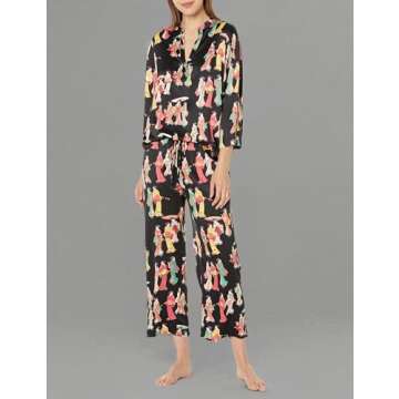 N Natori Geisha Printed Satin Pajama Set for Women