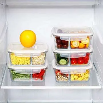 DAS TRUST 3 Pack 36oz Bento Box Glass Meal Prep Containers 3 Compartments Glass Food Storage Containers with Lids Meal Prep Bowls Lunch Box Glass Food Prep Lunch Container Oven Microwave Safe