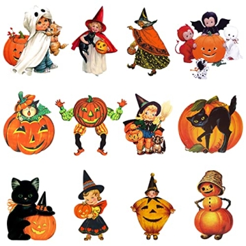 K1tpde 12PCS Vintage Halloween Cutouts for Festive Decor