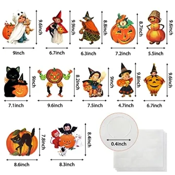 K1tpde 12PCS Vintage Halloween Cutouts for Festive Decor