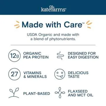 KATE FARMS Organic Pediatric 1.2 Sole-Source Vanilla Nutrition Shake, 12g protein, 27 Vitamins and Minerals, High Calorie Meal Replacement, Gluten Free, 8.45 oz (12 pack)