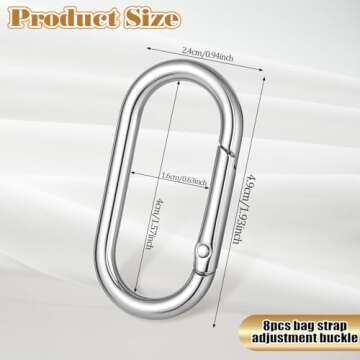 Lusofie 8Pcs O Ring Clip Gold Carabiner Clip Oval Snap Clip, Alloy Spring Key Ring Clips Purse Strap...