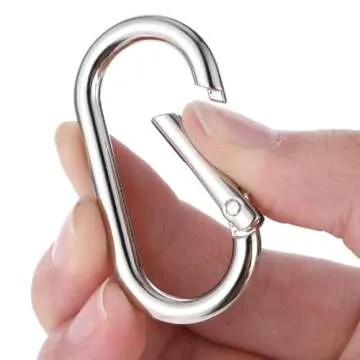 Lusofie 8Pcs O Ring Clip Gold Carabiner Clip Oval Snap Clip, Alloy Spring Key Ring Clips Purse Strap Extender Clip for Keychain Keys Bags Purses(1.93"×0.94", Silver)