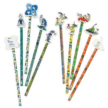 Raymond Geddes 66865 Dr. Seuss Number 2 Pencils With Giant Pencil Top Erasers (Pack of 36)