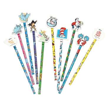 Raymond Geddes 66865 Dr. Seuss Number 2 Pencils With Giant Pencil Top Erasers (Pack of 36)