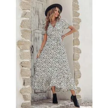 PRETTYGARDEN Women's Boho Floral Summer Maxi Dress