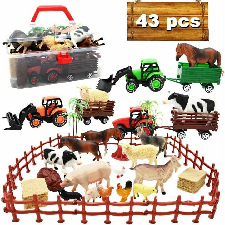 Farm Toy Set with Tractor & Animal Figurines