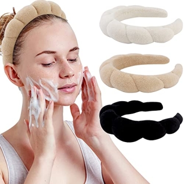 WHAVEL 3 Pack Spa Headbands - Soft Terry Cloth for Skincare & Makeup